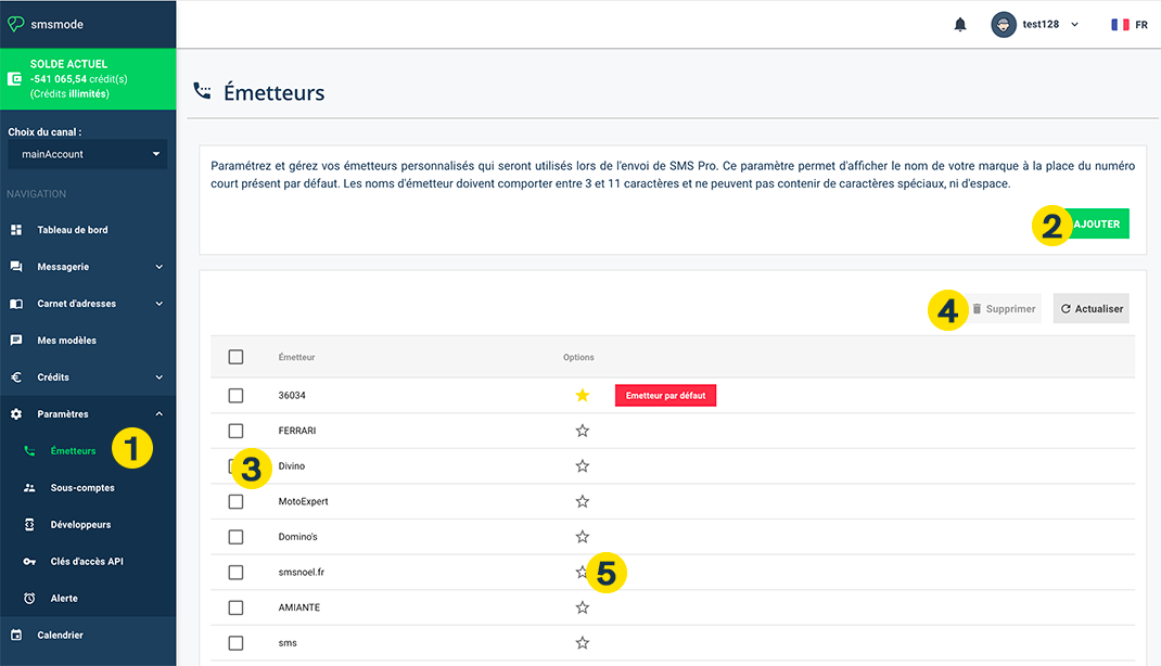 Interfaz de administración de emisores personalizada