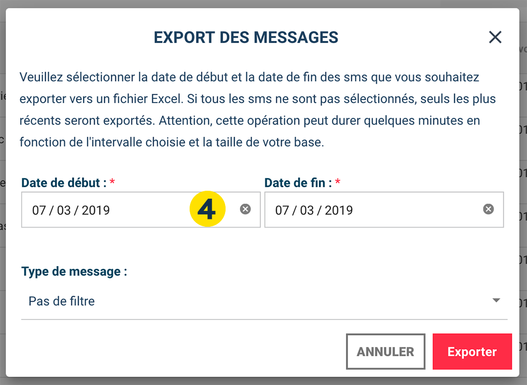 export des réponses SMS