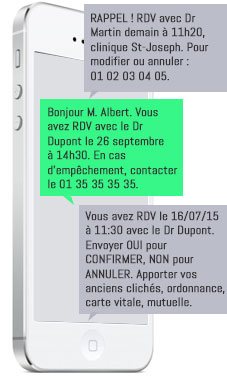 message rappel RDV médical par SMS