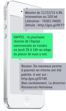 Exemples de communication interne réalisée par SMS