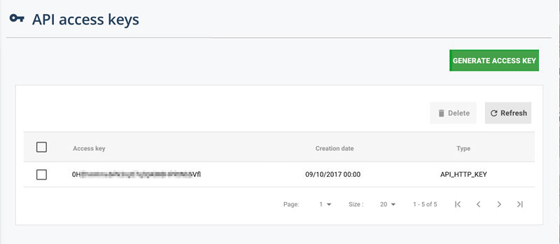 Generating an API access key for connecting the Zapier service