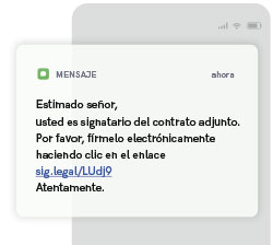 notificación de un documento que debe ser firmado por SMS