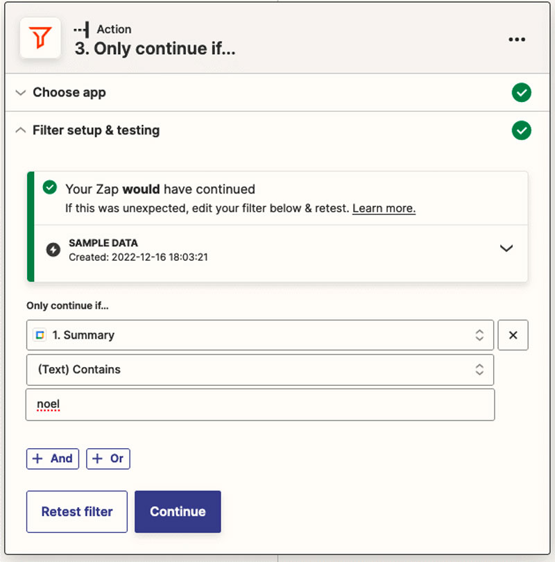 configuration de zaps complexes et conditionnels