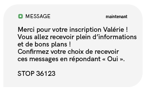 exemple sms de bienvenue