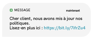 exemple sms mise à jour