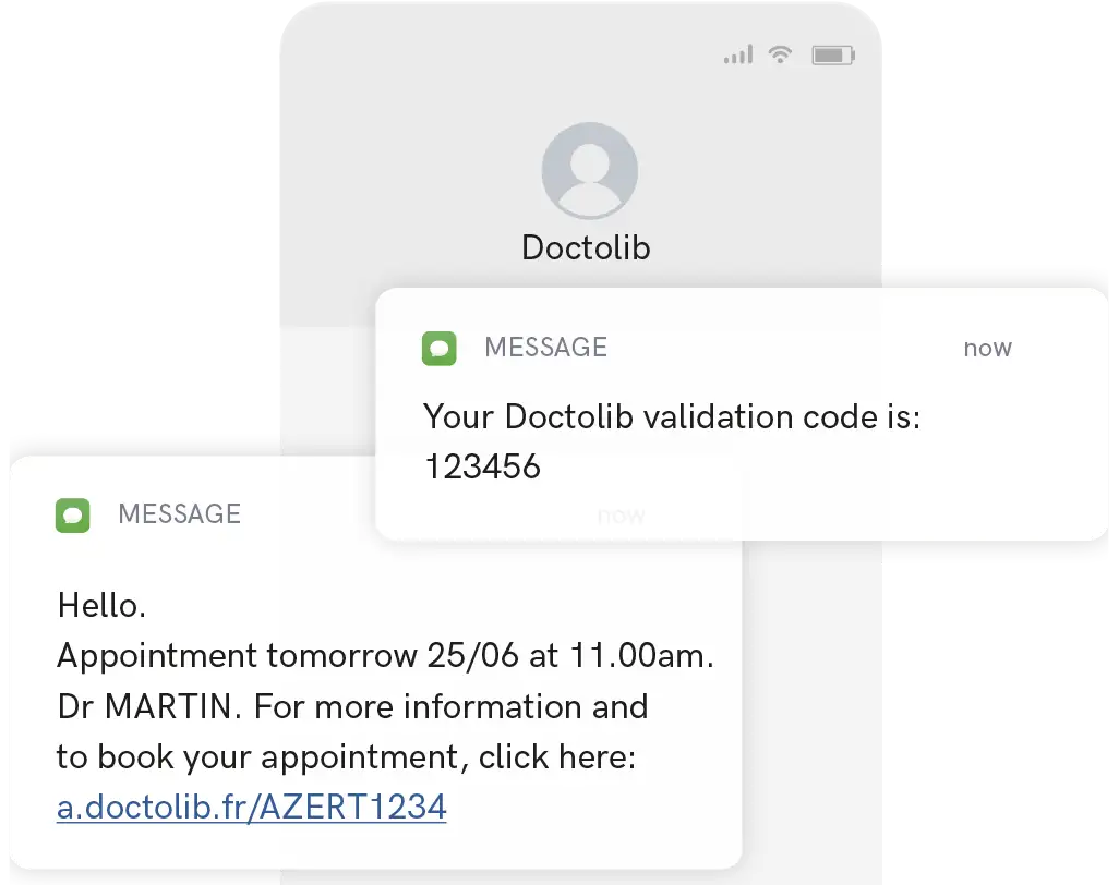 Von Doctolib gesendete SMS