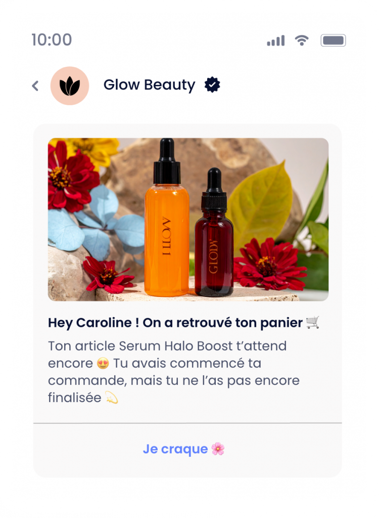 exemple de messages RCS pour la relance de panier dans le secteur cosmétique