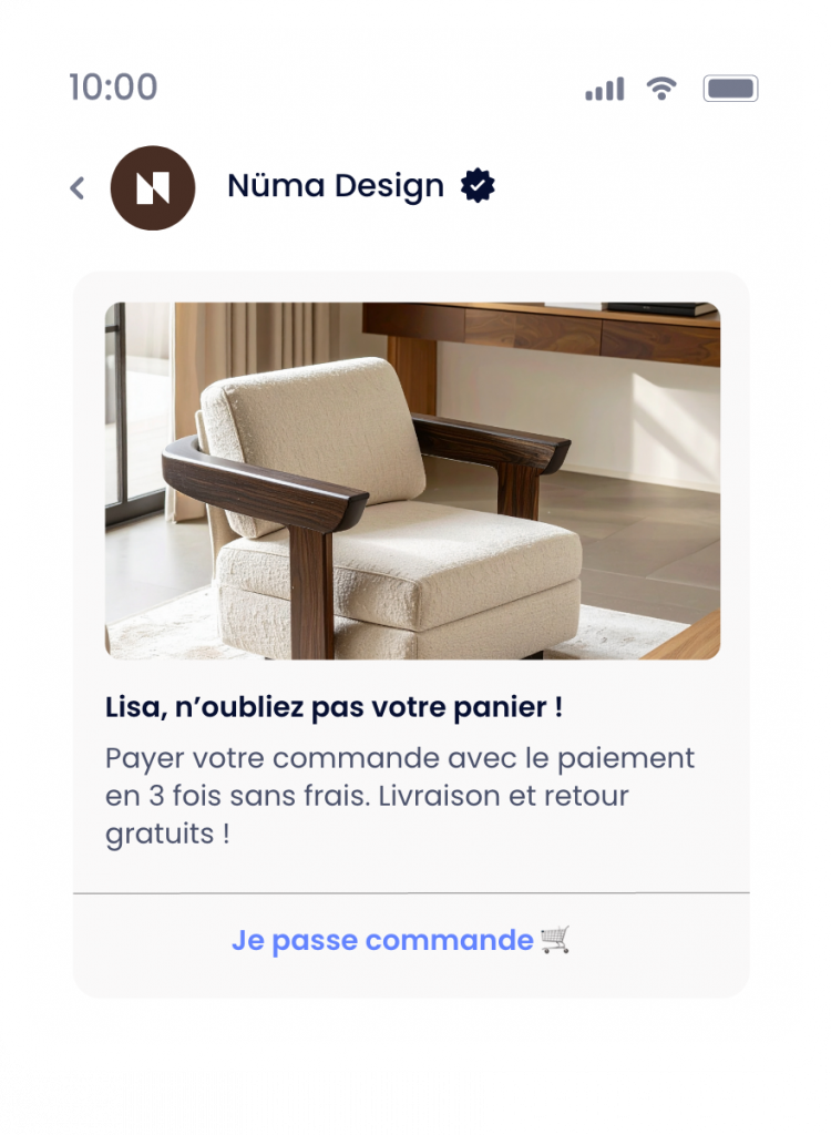 Exemple de RCS qui favorise l'achat pour le secteur du mobilier